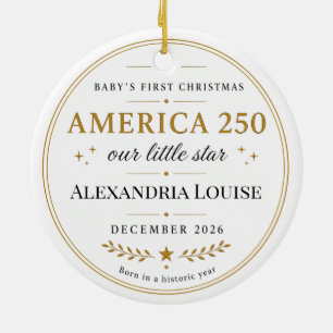 Amerika 250 Jahre 1776 - 2026 Babys Erstes Keramik Ornament