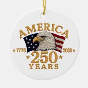 Amerika 250 Jahre 1776–2026 Patriotischer Adler Keramik Ornament