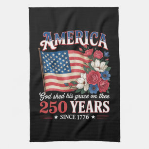 Amerika 250 Jahre Flagge Floral Geschirrtuch