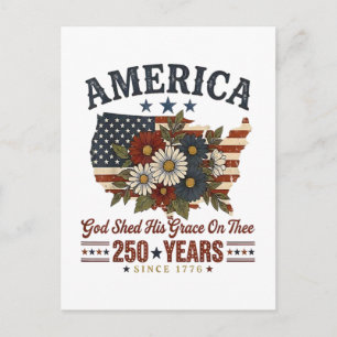 Amerika 250 Jahre Flagge Floral Postkarte