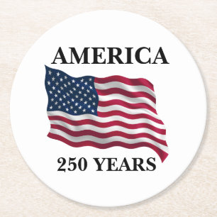 Amerika 250 Jahre Flagge Runder Pappuntersetzer