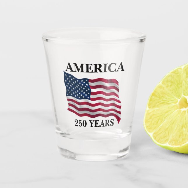 Amerika 250 Jahre Flagge Schnapsglas (Vorderseite)