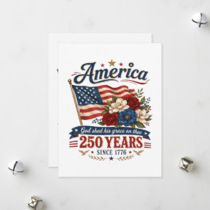 Amerika 250 Jahre Florale Flagge Feiertagskarte