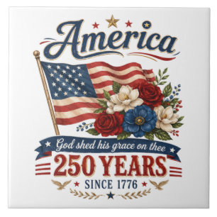 Amerika 250 Jahre Florale Flagge Fliese