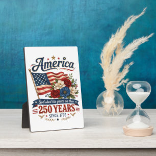 Amerika 250 Jahre Florale Flagge Fotoplatte