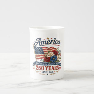Amerika 250 Jahre Florale Flagge Prozellantasse