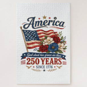 Amerika 250 Jahre Florale Flagge Puzzle