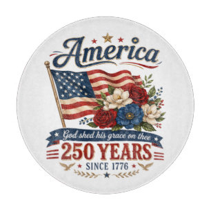 Amerika 250 Jahre Florale Flagge Schneidebrett