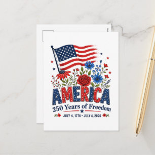 Amerika 250 Jahre Freiheit Blumenflagge Feiertagspostkarte