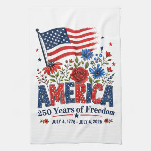 Amerika 250 Jahre Freiheits-Blumenflagge Geschirrtuch