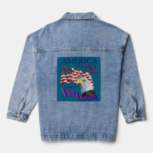 Amerika 250 Jahre Freiheitsflagge mit Weißkopfseea Jeansjacke