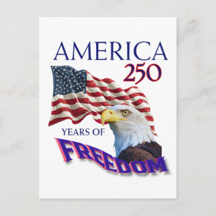Amerika 250 Jahre Freiheitsflagge mit Weißkopfseea Postkarte