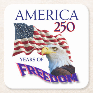 Amerika 250 Jahre Freiheitsflagge mit Weißkopfseea Rechteckiger Pappuntersetzer