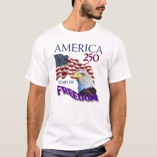 Amerika 250 Jahre Freiheitsflagge mit Weißkopfseea T-Shirt