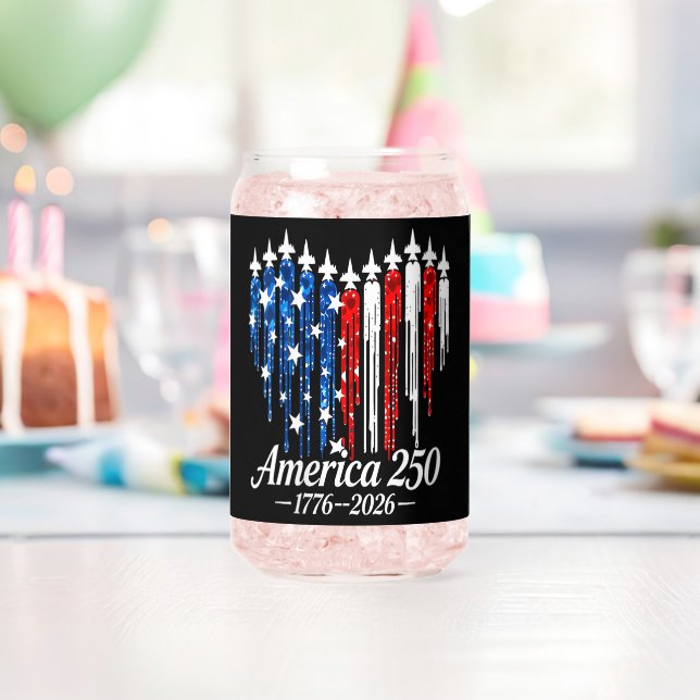 Amerika 250 Jahre Herzflagge Dosenglas (Insitu (Geburtstag))