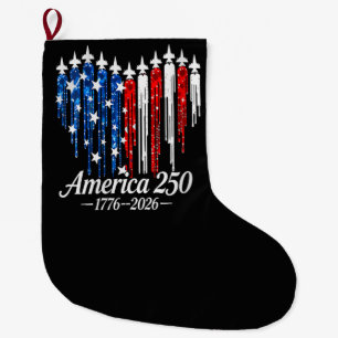 Amerika 250 Jahre Herzflagge Großer Weihnachtsstrumpf