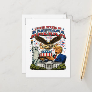 Amerika 250 Jahre Patriotische Adler-Feier Feiertagspostkarte