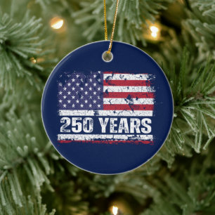 Amerika 250 Jahre Retro-Flagge 250. Jahrestag Keramik Ornament