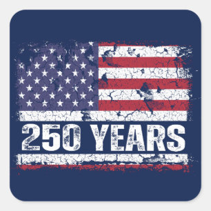 Amerika 250 Jahre Retro-Flagge 250. Jubiläum Quadratischer Aufkleber