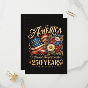 Amerika 250 Jahre seit 1776 Florales Patriotisches Einladungspostkarte