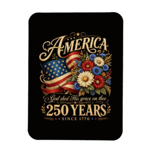 Amerika 250 Jahre seit 1776 Florales Patriotisches Magnet