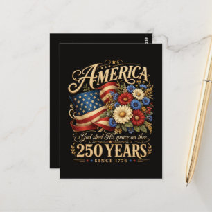Amerika 250 Jahre seit 1776 Florales Patriotisches Postkarte
