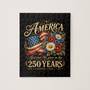 Amerika 250 Jahre seit 1776 Florales Patriotisches Puzzle