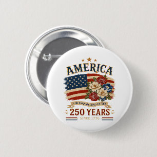 Amerika 250 Jahre seit 1776 Patriotische Blumenfla Button