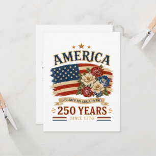 Amerika 250 Jahre seit 1776 Patriotische Blumenfla Einladung