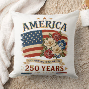 Amerika 250 Jahre seit 1776 Patriotische Blumenfla Kissen