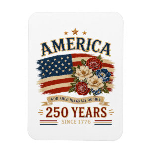 Amerika 250 Jahre seit 1776 Patriotische Blumenfla Magnet