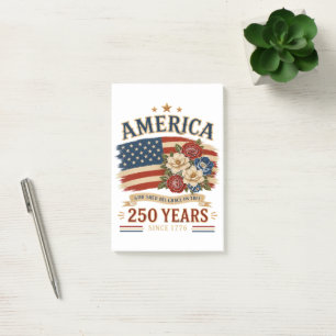 Amerika 250 Jahre seit 1776 Patriotische Blumenfla Post-it Klebezettel
