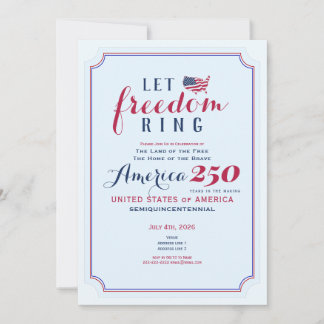 Amerika 250 Jahre USA-Jubiläum Lasst die Freiheit  Einladung