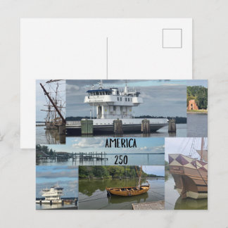 Amerika 250 Jamestown/Williamsburg Boote und Wasse Postkarte