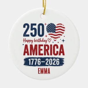 Amerika 250. Jubiläum, Benutzerdefinierter Name US Keramik Ornament