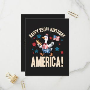 Amerika 250. Jubiläum Dummer Patriotischer Gans Einladungspostkarte
