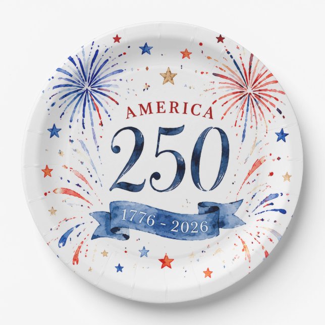 Amerika 250. Jubiläum Papierplatten Pappteller (Vorderseite)