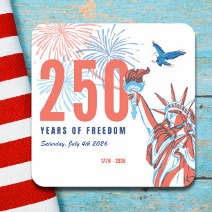 Amerika 250. Jubiläum Retro Statue of Liberty Quadratischer Aufkleber