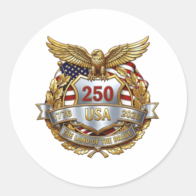 Amerika 250. Jubiläum Runder Aufkleber (Vorderseite)