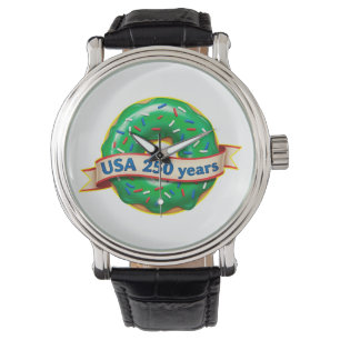 Amerika 250. Jubiläum USA mit süßem Donut Armbanduhr