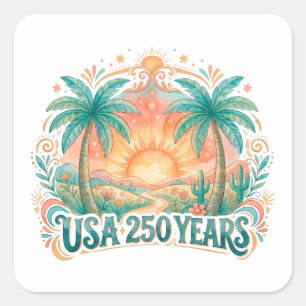 Amerika 250. Jubiläum USA Palm Beach Quadratischer Aufkleber