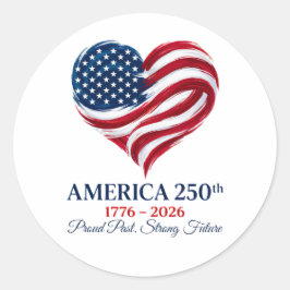 Amerika 250. Jubiläums-Flagge-Herz-Aufkleber Runder Aufkleber