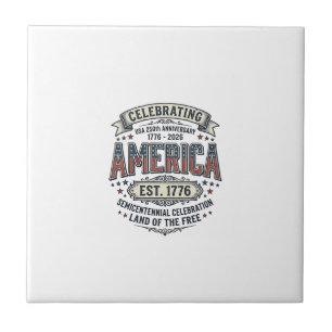 Amerika 250. Jubiläums Vintage Patriotisches T-Shi Fliese