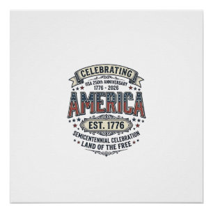 Amerika 250. Jubiläums Vintage Patriotisches T-Shi Poster