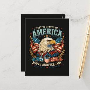 Amerika 250. Jubiläumsfeier Adler Feiertagspostkarte
