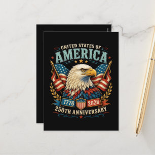 Amerika 250. Jubiläumsfeier Adler Feiertagspostkarte