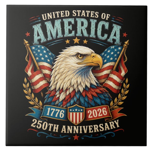 Amerika 250. Jubiläumsfeier Adler Fliese (Vorderseite)