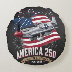 Amerika 250. Jubiläumsflugzeug Rundes Kissen