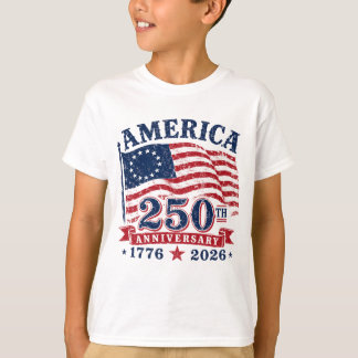 Amerika 250 Kids T-Shirt Patriotisch 1776-2026 Tee
