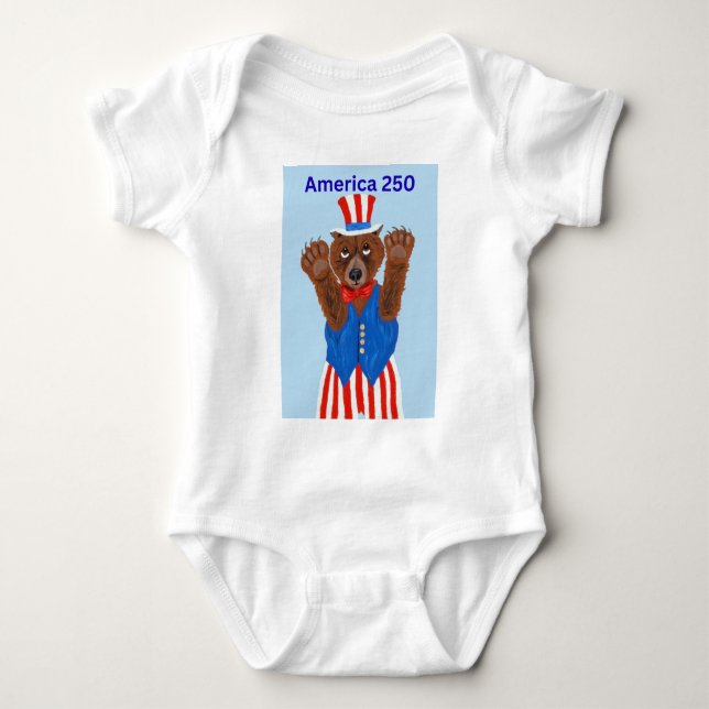  Amerika 250 Onkel Sam Bär  Baby Strampler (Vorderseite)